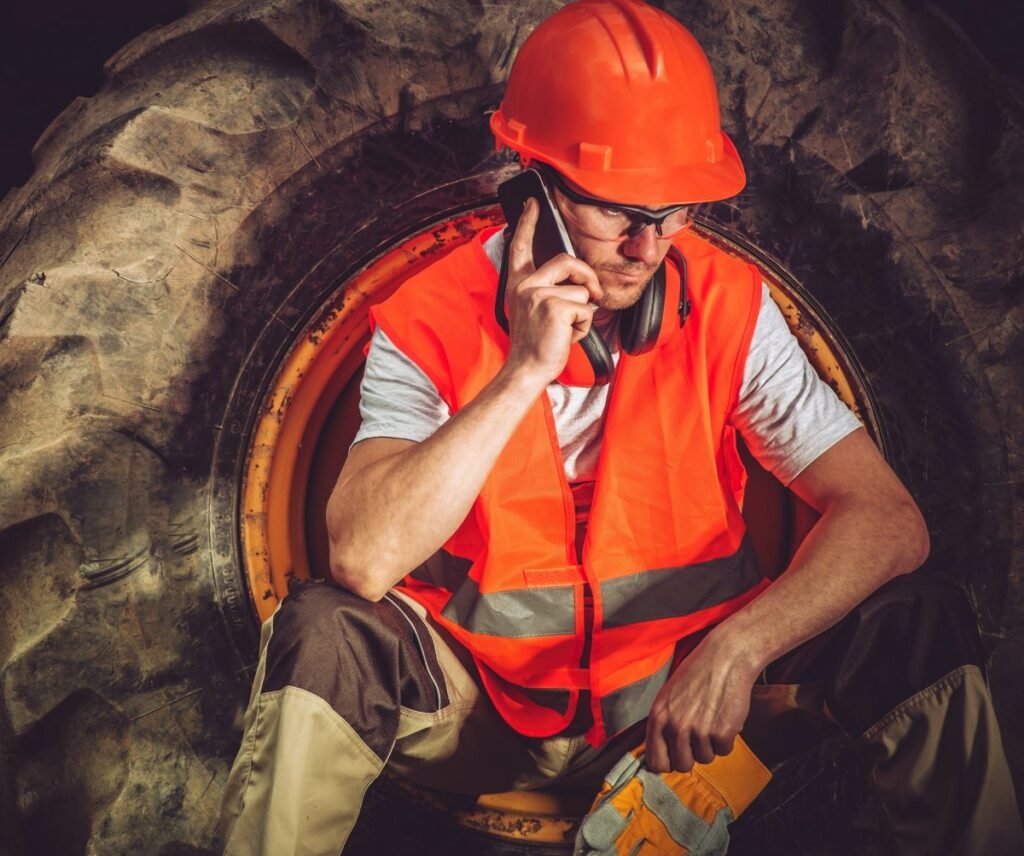 Machine Operator on Cell Phone