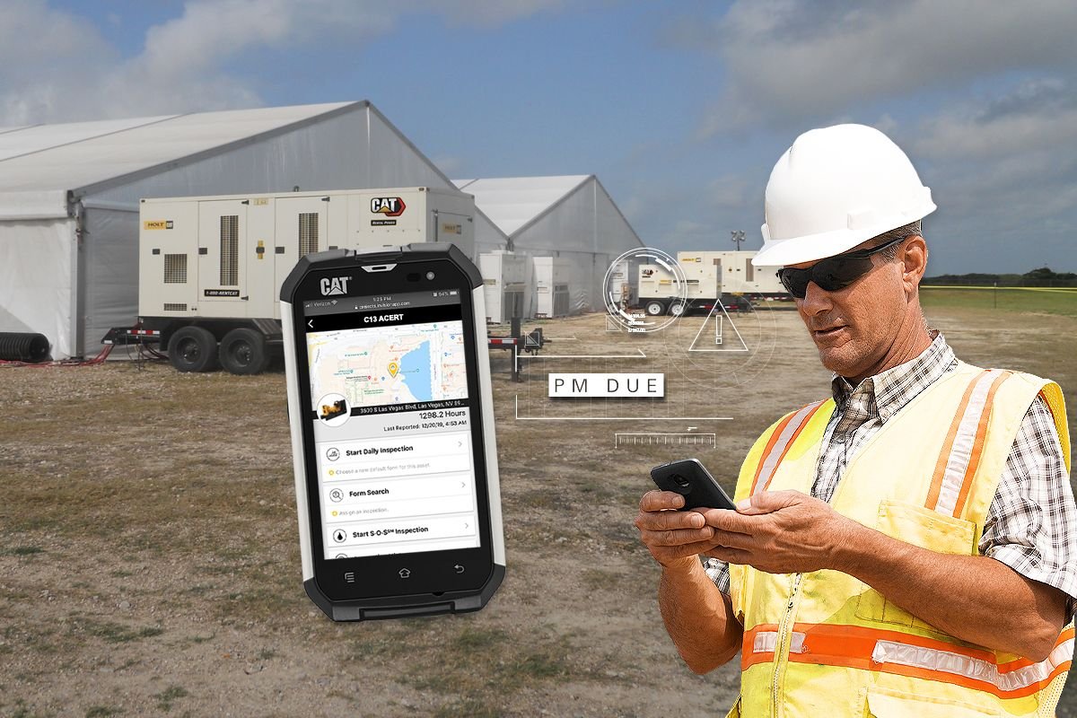 Man Using Cat Inspect with Generator Sets