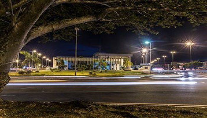 Town Lights Shining in Night Sky